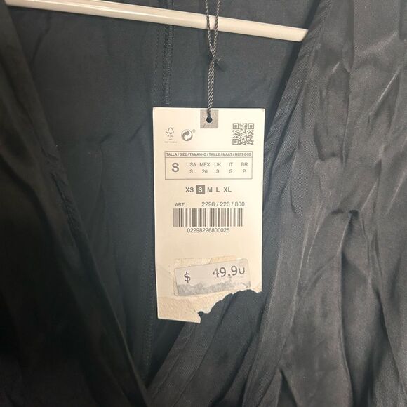 NWT ZARA WOMEN'S SATIN EFFECT WRAP DRESS BLACK SIZE S 2298/226 - Picture 6 of 6